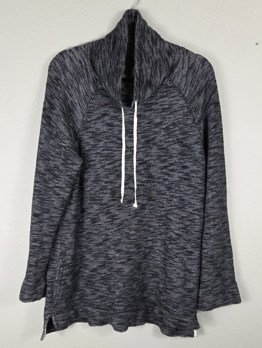 J.Crew Turtleneck Tunic Sweatshirt Size L/XL Gray Marled French Terry Cowl Neck